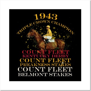 1943 Triple Crown Champion Count Fleet horse racing design Posters and Art